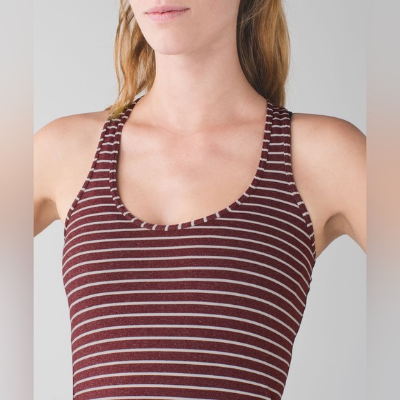 Lululemon Cool Racerback tank, West2east Stripe Heathered Bordeaux Drama size 4 - Picture 3 of 10